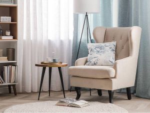 Beliani ALTA Chesterfield fauteuil Beige Fluweel