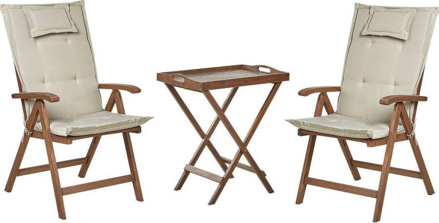 Beliani AMANTEA Bistroset Donkerhout Taupe Acaciahout