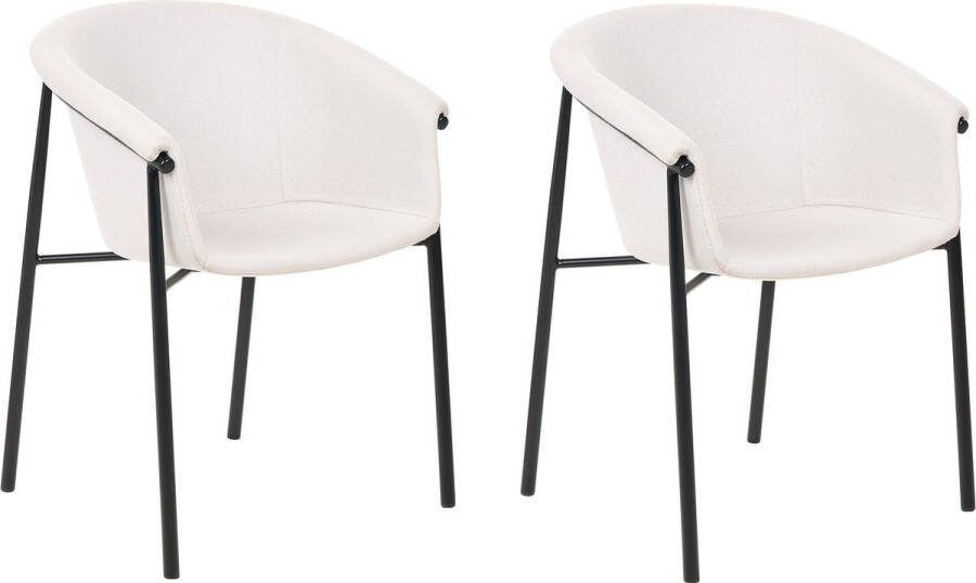 Beliani AMES Eetkamerstoel set van 2 Lichtbeige Polyester