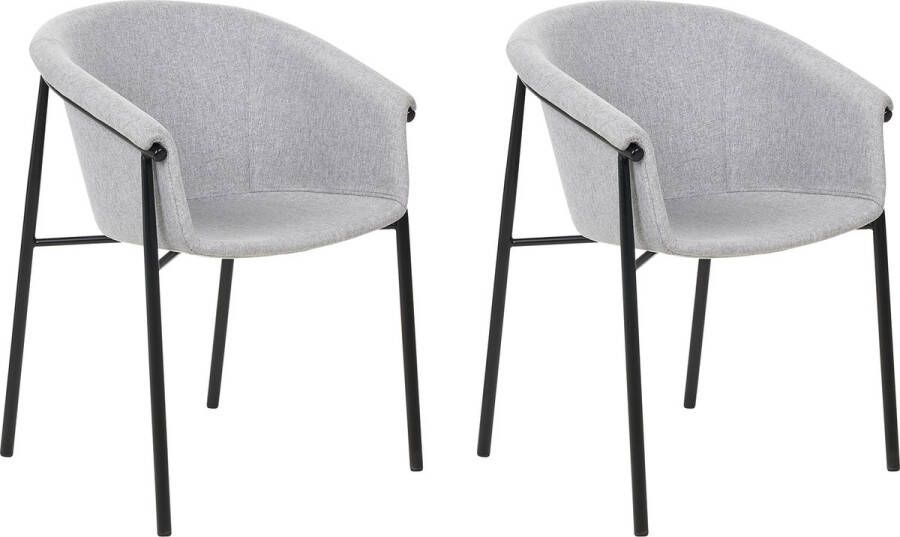 Beliani AMES Eetkamerstoel set van 2 Lichtgrijs Polyester