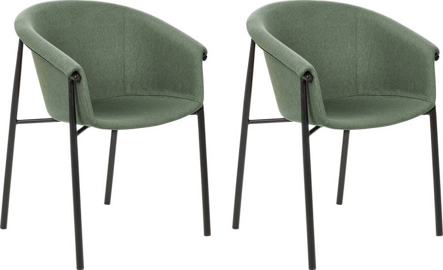 Beliani AMES Eetkamerstoel set van 2 Donkergroen Polyester