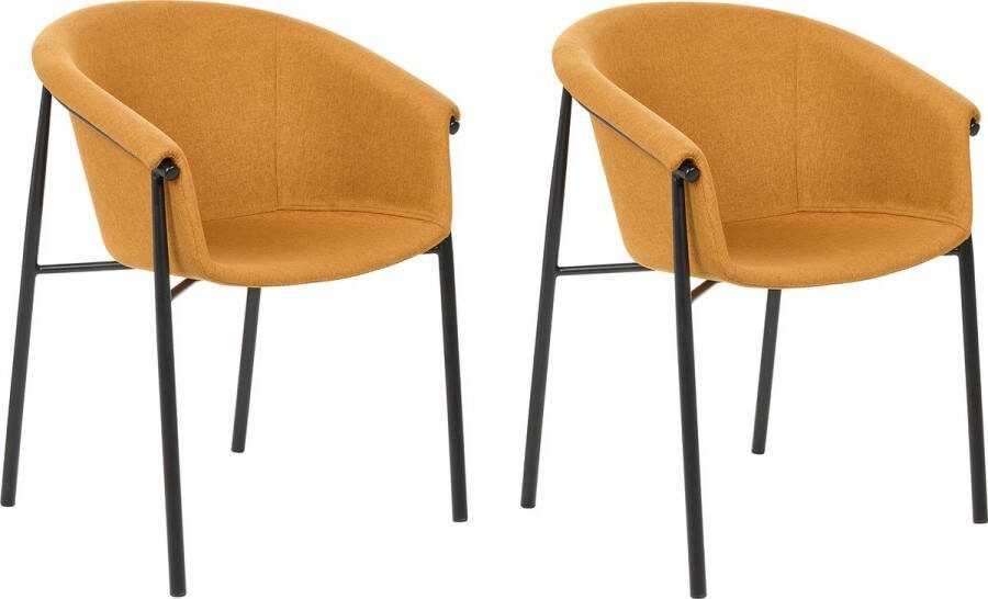 Beliani AMES Eetkamerstoel set van 2 Oranje Polyester