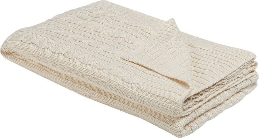 Beliani ANAMUR Plaid Beige 110 x 180 cm Katoen