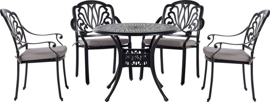 Beliani ANCONA Tuinset voor 4 Zwart Aluminium