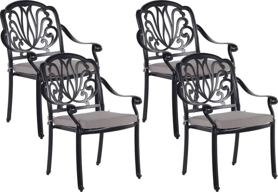 Beliani ANCONA Tuinstoel set van 4 Zwart Aluminium