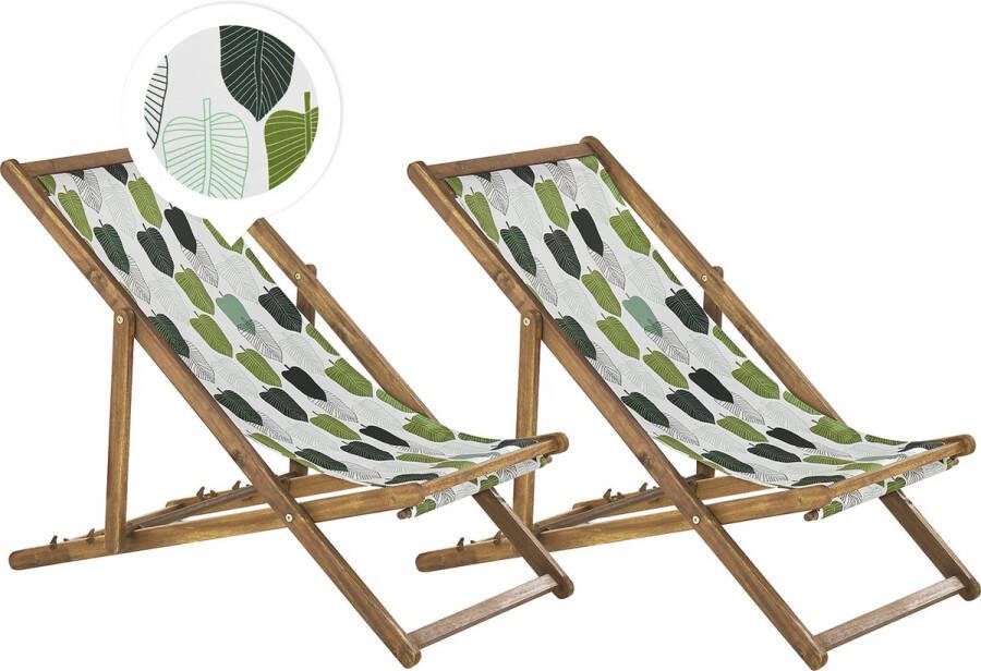 Beliani Anzio Tuinligstoel-groen-polyester Acaciahout