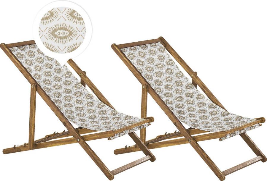 Beliani ANZIO Strandstoel set van 2 Beige Polyester