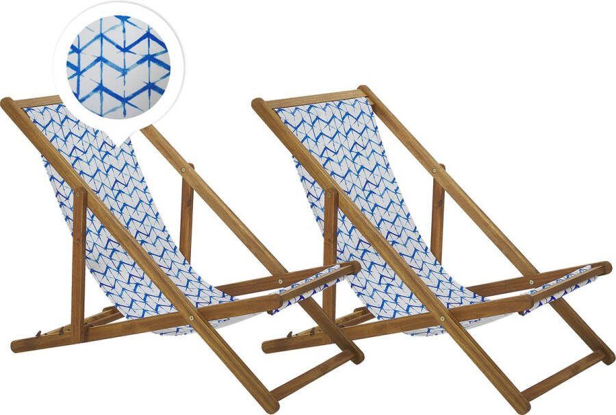 Beliani ANZIO Strandstoel set van 2 Blauw Polyester