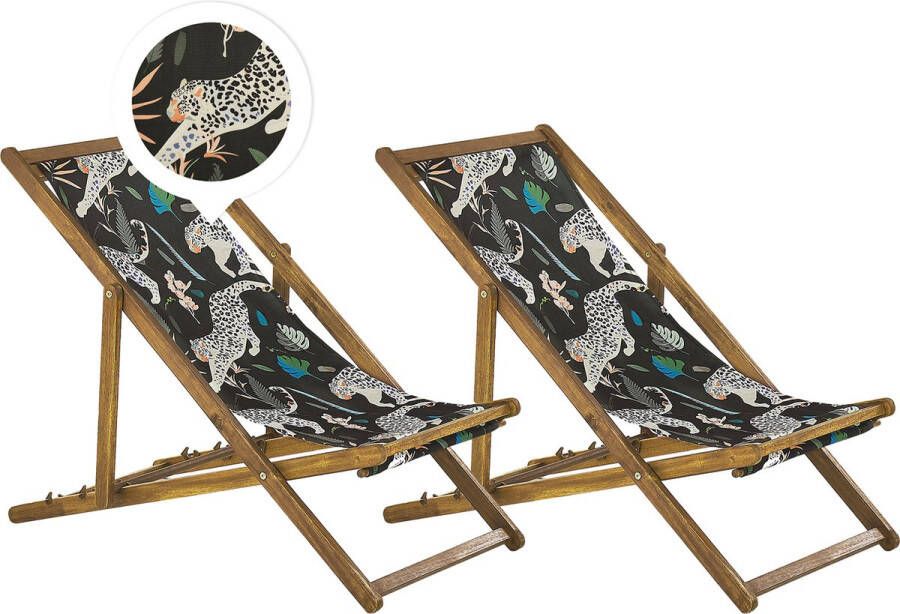 Beliani ANZIO Strandstoel set van 2 Lichthout Dieren Polyester