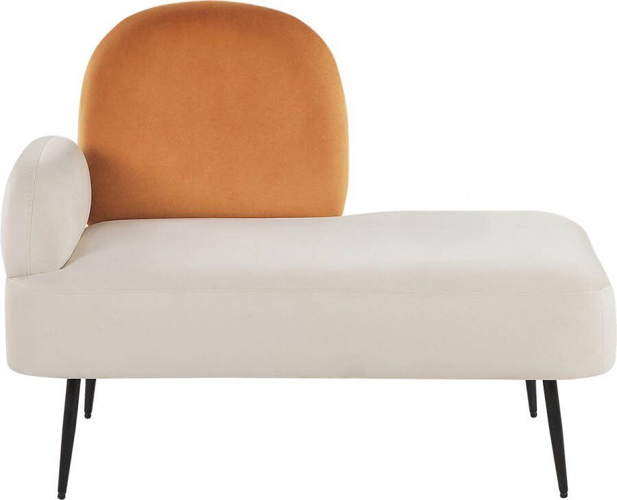 Beliani ARCEY Chaise longue Gebroken wit Linkszijdig Fluweel