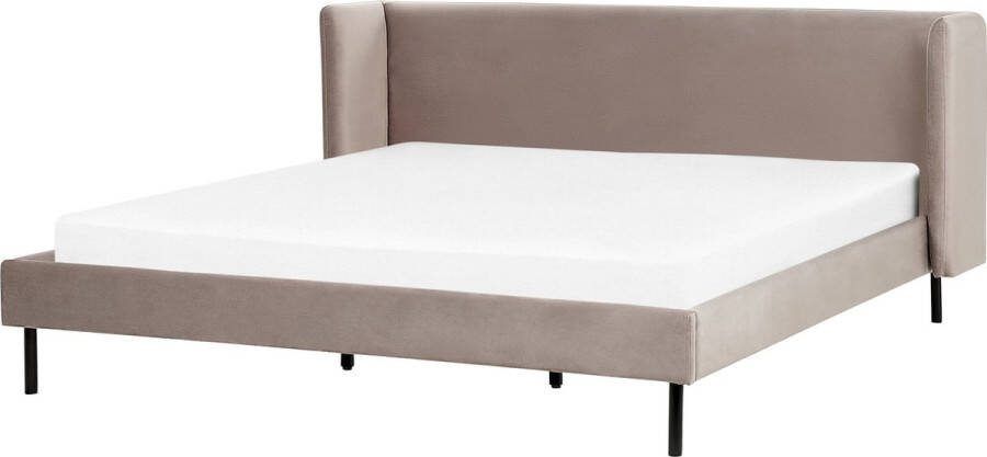 Beliani ARETTE Tweepersoonsbed Taupe 180 x 200 cm Fluweel
