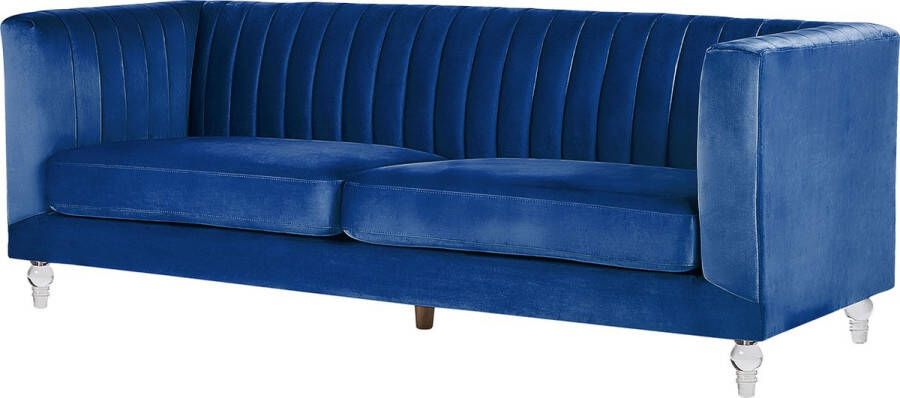 Beliani ARVIKA Three Seater Sofa Blauw Fluweel