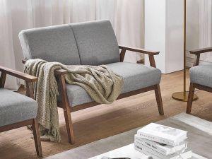 Beliani ASNES Two Seater Sofa Grijs Polyester