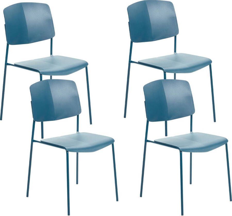 Beliani ASTORIA Set of 4 Chairs Blauw Synthetisch materiaal