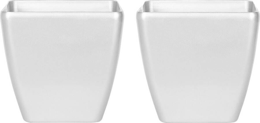 Beliani ASTRAS Bloempot set van 2 Zilver 42 cm Klei-vezelmengsel