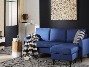 Beliani AVESTA Three Seater Sofa Blauw Polyester