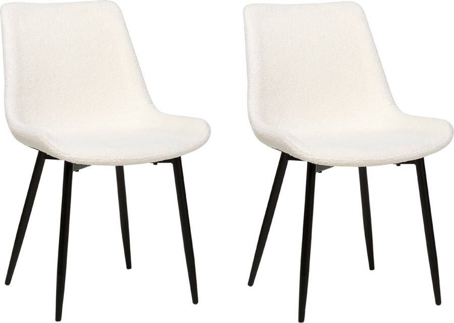 Beliani AVILLA Eetkamerstoel set van 2 Wit BouclÃ©
