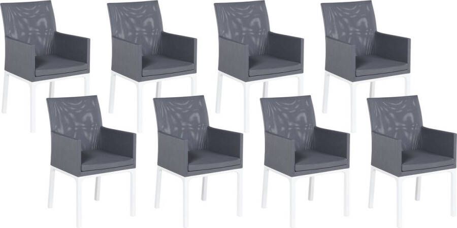 Beliani BACOLI Tuinstoel set van 8 Grijs Polyester