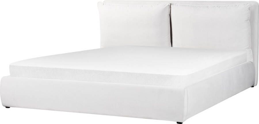 Beliani BAJONNA Bed met opbergruimte Creme 180 x 200 cm Fluweel