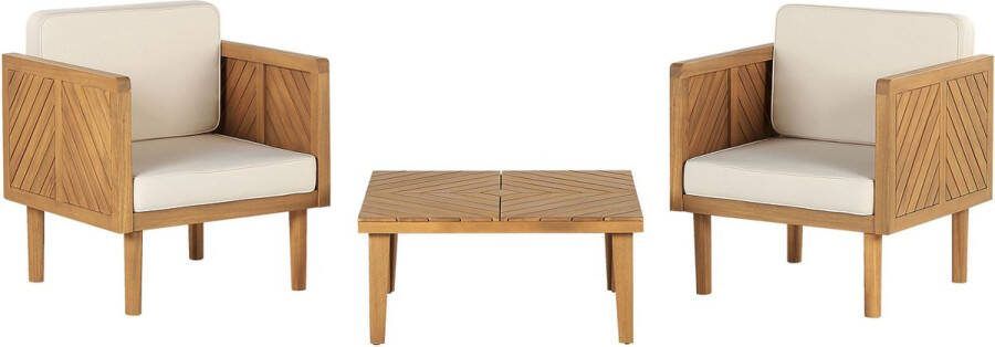 Beliani BARATTI Tuinstoel set van 2 met salontafel Lichthout Acaciahout