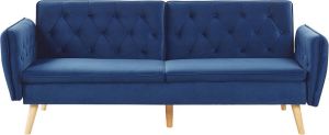 Beliani BARDU Slaapbank 2-zits blauw Fluweel