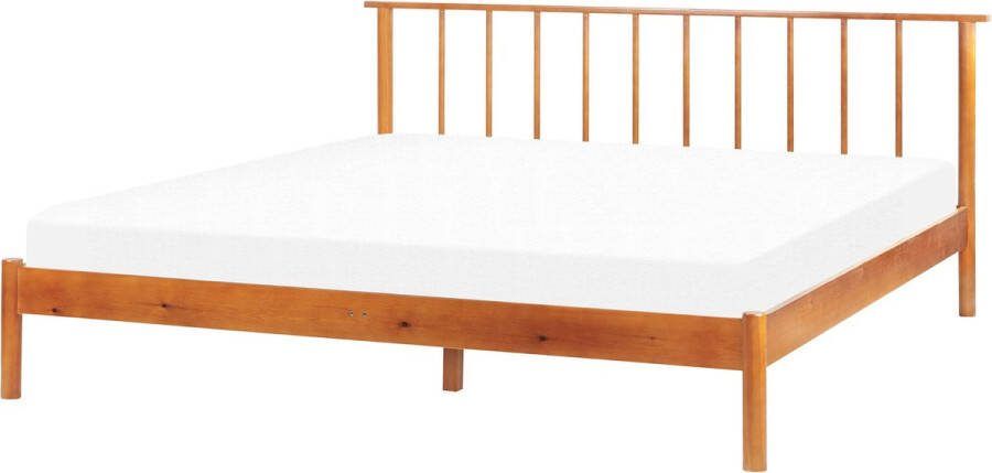 Beliani -BARRET II-Tweepersoonsbed-Lichtbruin-180 x 200 cm-Dennenhout