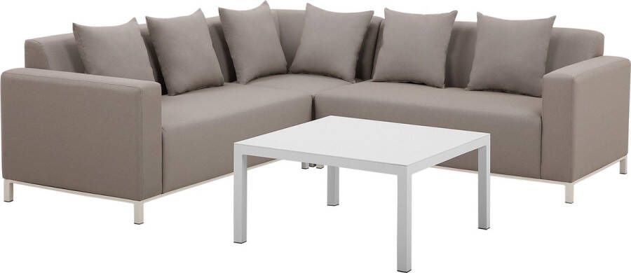 Beliani BELIZE Loungeset voor 5 Beige Kunststof