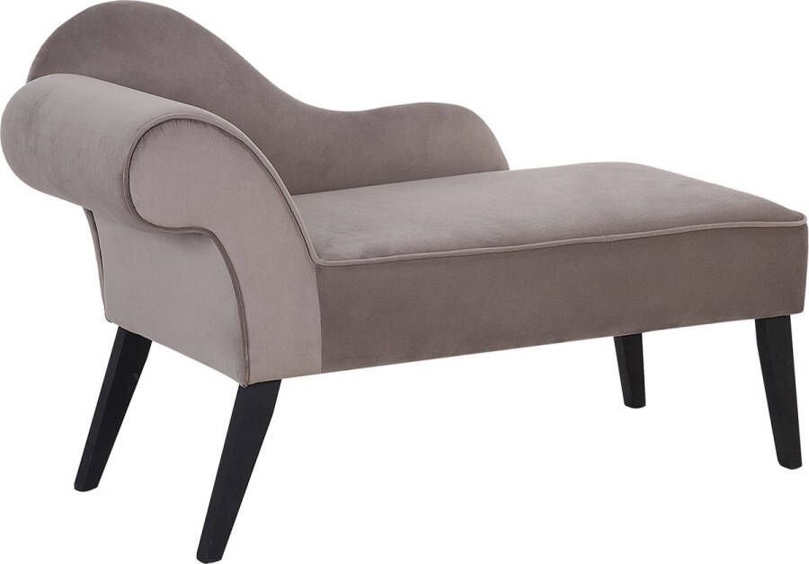 Beliani BIARRITZ Chaise longue Grijs Linkerzijde Fluweel