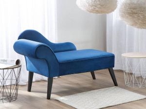 Beliani BIARRITZ Chaise longue (linkszijdig) Blauw