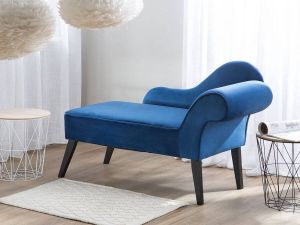 Beliani BIARRITZ Chaise longue (rechtszijdig) Blauw