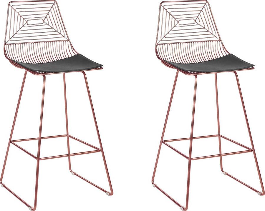 Beliani BISBEE Set of 2 Chairs Roségoud Staal