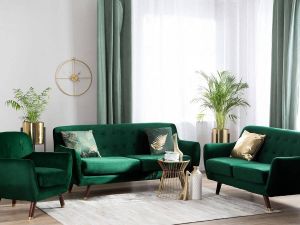 Beliani BODO Living Room Set Groen Fluweel