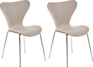 Beliani BOONVILLE Eetkamerstoel Taupe Zilver Synthetisch materiaal