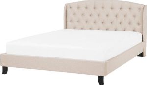 Beliani BORDEAUX Tweepersoonsbed Beige polyester