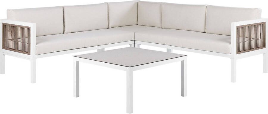 Beliani BORELLO Loungeset voor 4 Wit Aluminium