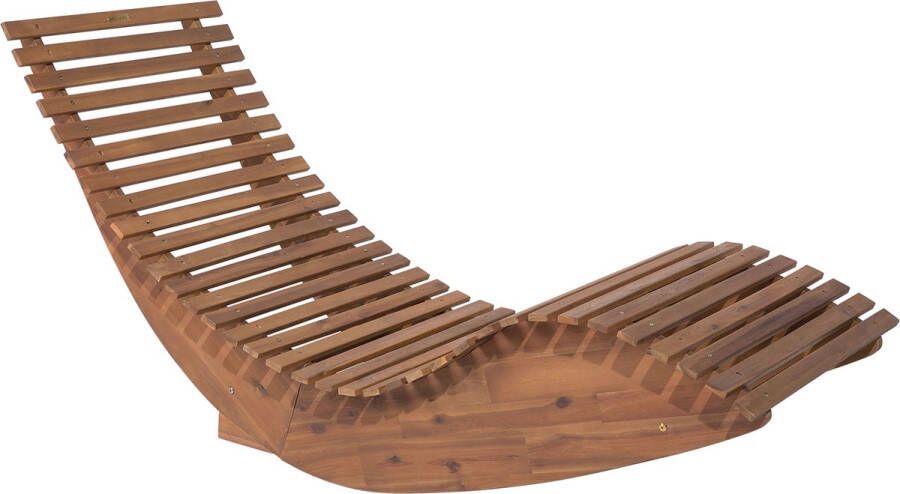 Beliani BRESCIA Strandstoel set van 2 Lichte houtkleur Rood Acaciahout