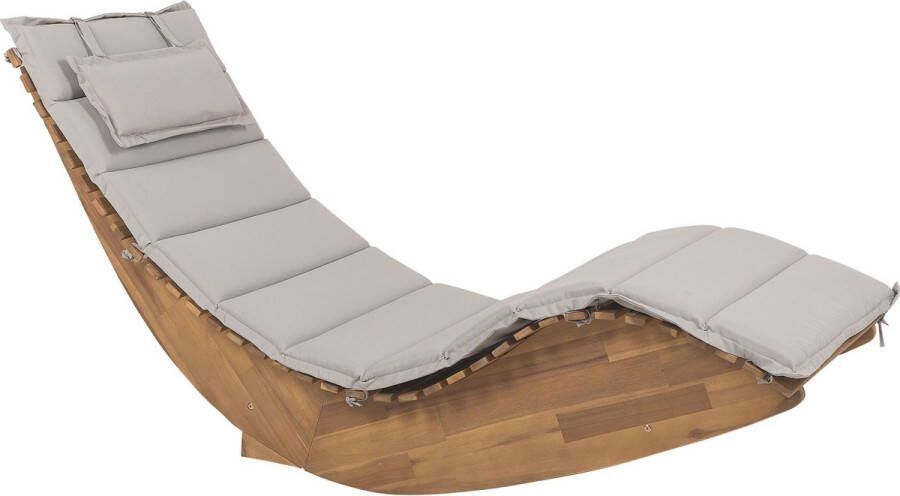 Beliani BRESCIA Strandstoel set van 2 Lichte houtkleur Taupe Acaciahout