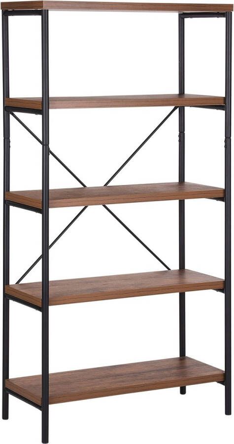 Beliani BRISBANE L Boekenkast Donkere houtkleur MDF
