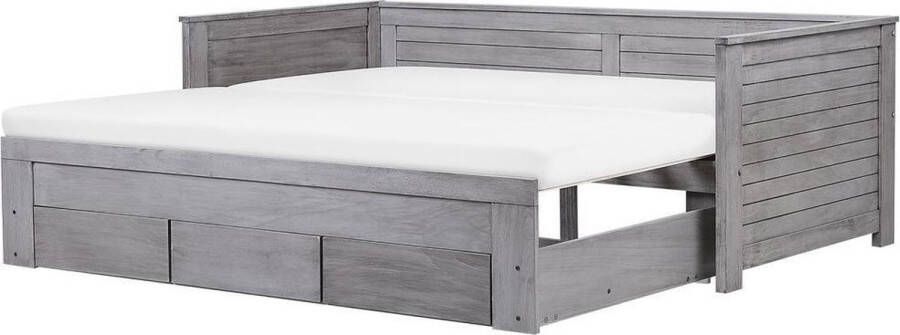 Beliani CAHORS Onderschuifbed Grijs 90 x 200 cm Rubberhout