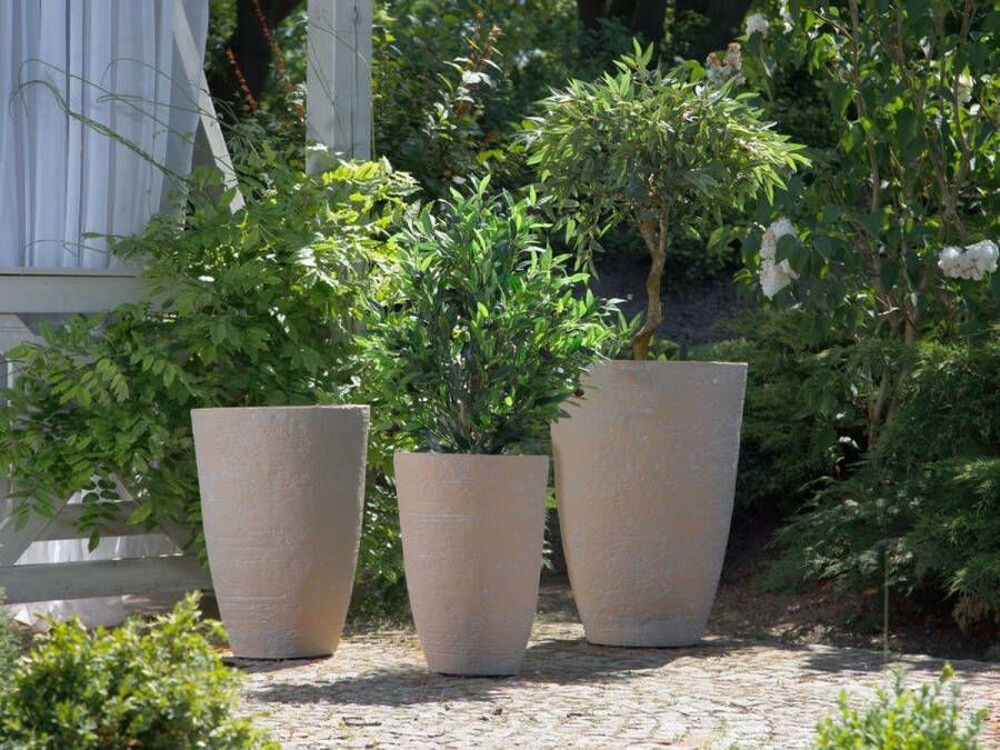 Beliani Camia Plantenbak Voor Buiten-beige-stenenmix