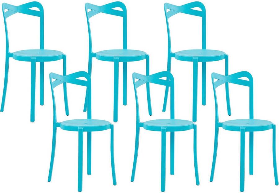 Beliani CAMOGLI Eetkamerstoel set van 2 blauw synthetisch materiaal