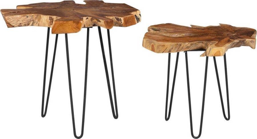 Beliani CAMROSE Salontafel Donkere houtkleur Teakhout