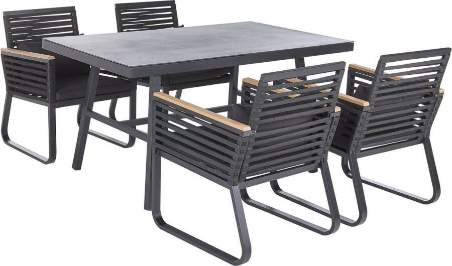 Beliani CANETTO Tuinset voor 4 Zwart Aluminium