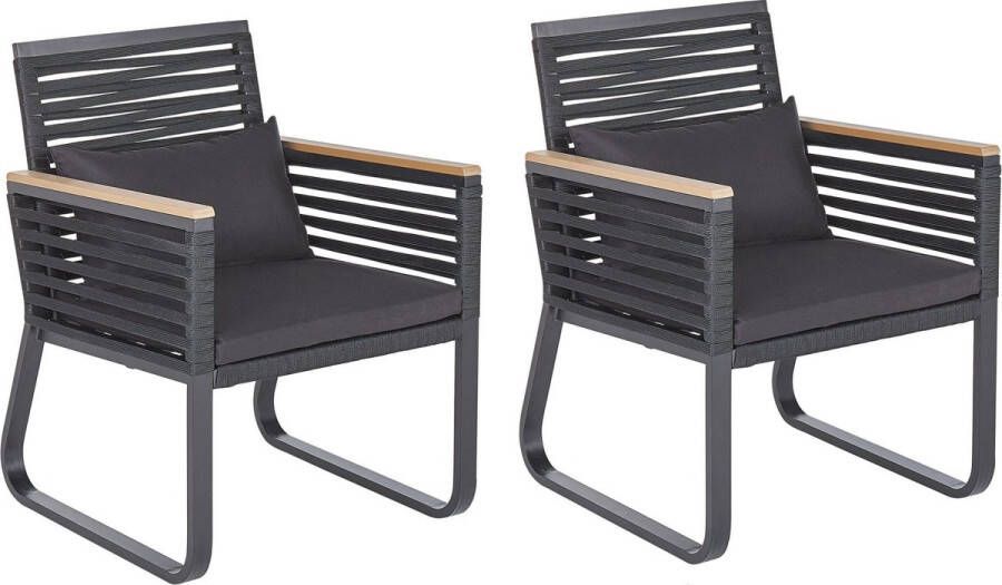 Beliani CANETTO Tuinstoel set van 2 Zwart Aluminium