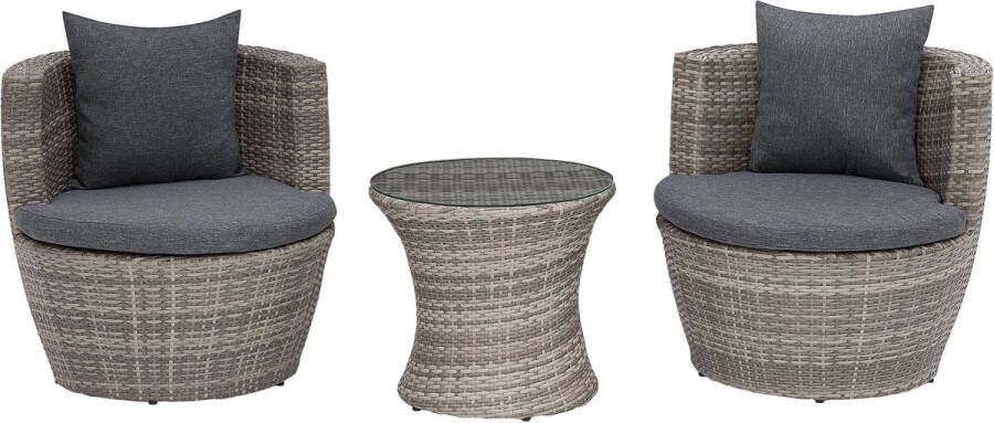 Beliani CAPRI Bistroset voor 2 Grijs PE rotan