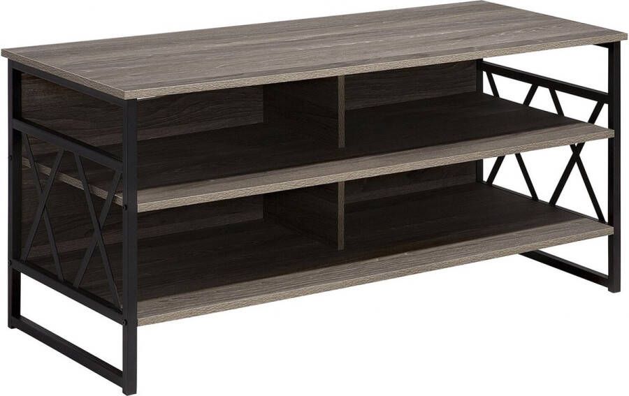 Beliani CARLISLE TV-meubel Donkere houtkleur Spaanplaat