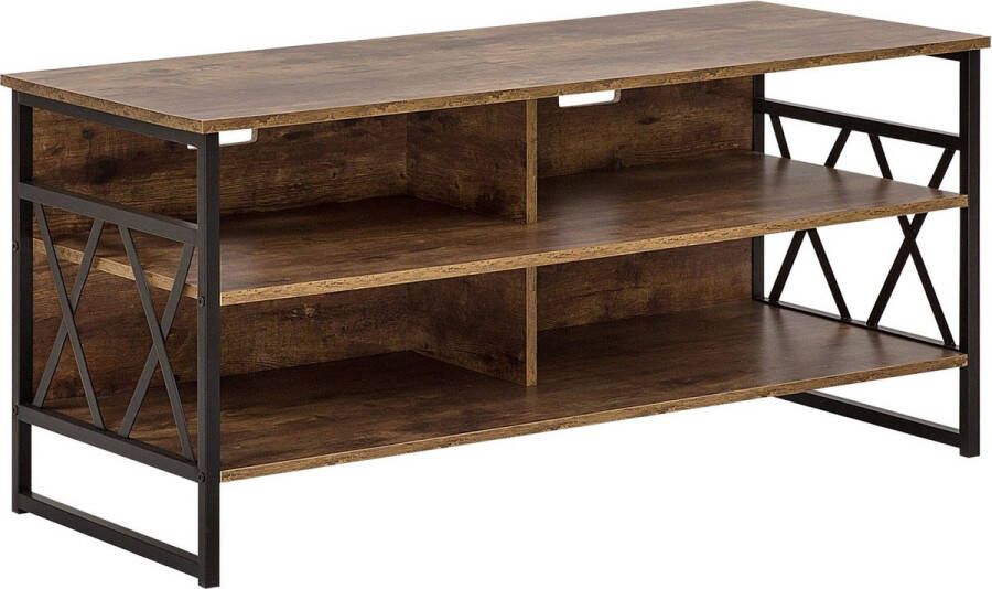 Beliani CARLISLE TV-meubel Donkere houtkleur Vezelplaat