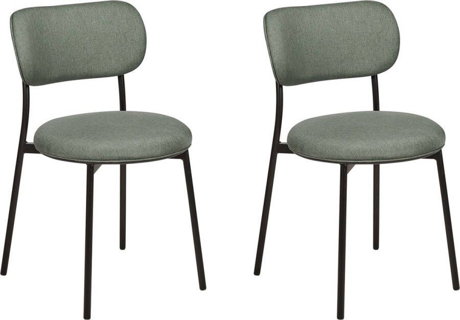 Beliani CASEY Eetkamerstoelen set van 2 Groen Polyester