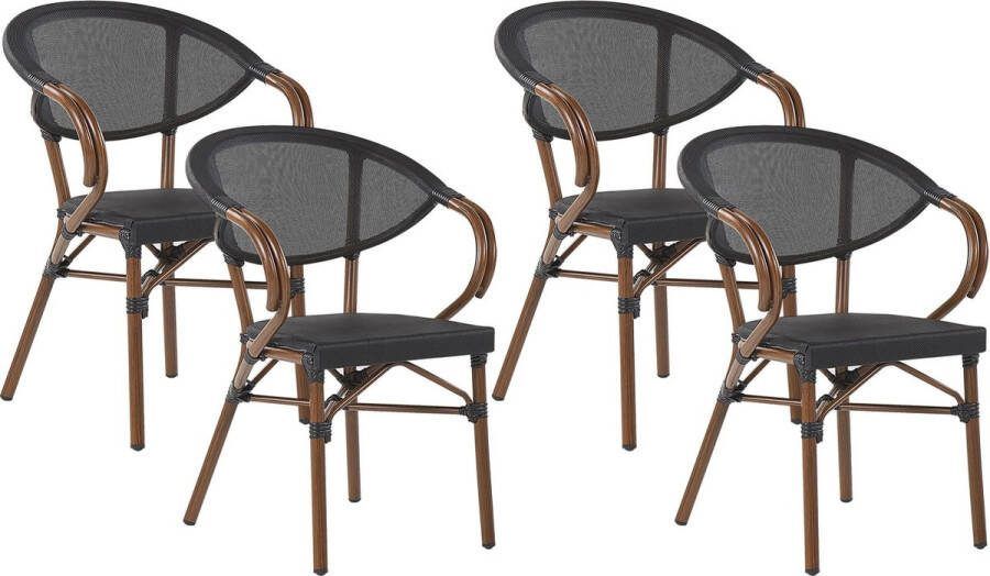 Beliani CASPRI Tuinstoel set van 4 Zwart Aluminium