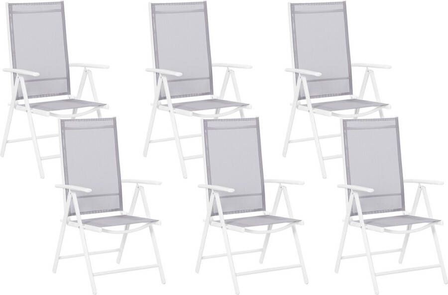 Beliani CATANIA Tuinstoel set van 6 Grijs Aluminium